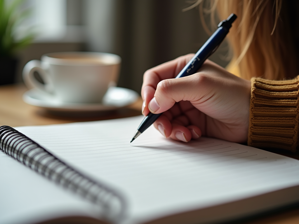 Person journaling about their daily activities and emotions.