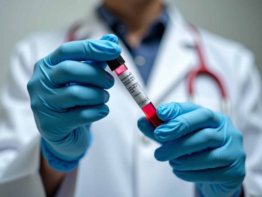 A technician processing a blood test for allergies.