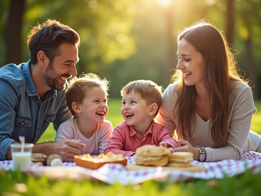 Family enjoying a picnic, symbolizing community support.