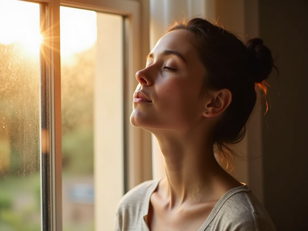 A parent pausing for a moment of calm amidst a busy day.