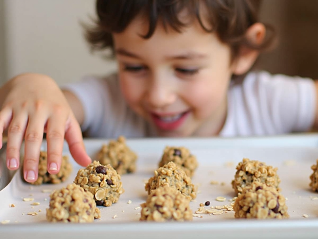 Child making no-bake energy bites