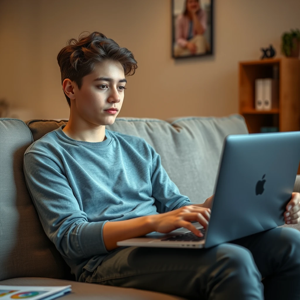 Person in a home telehealth therapy session