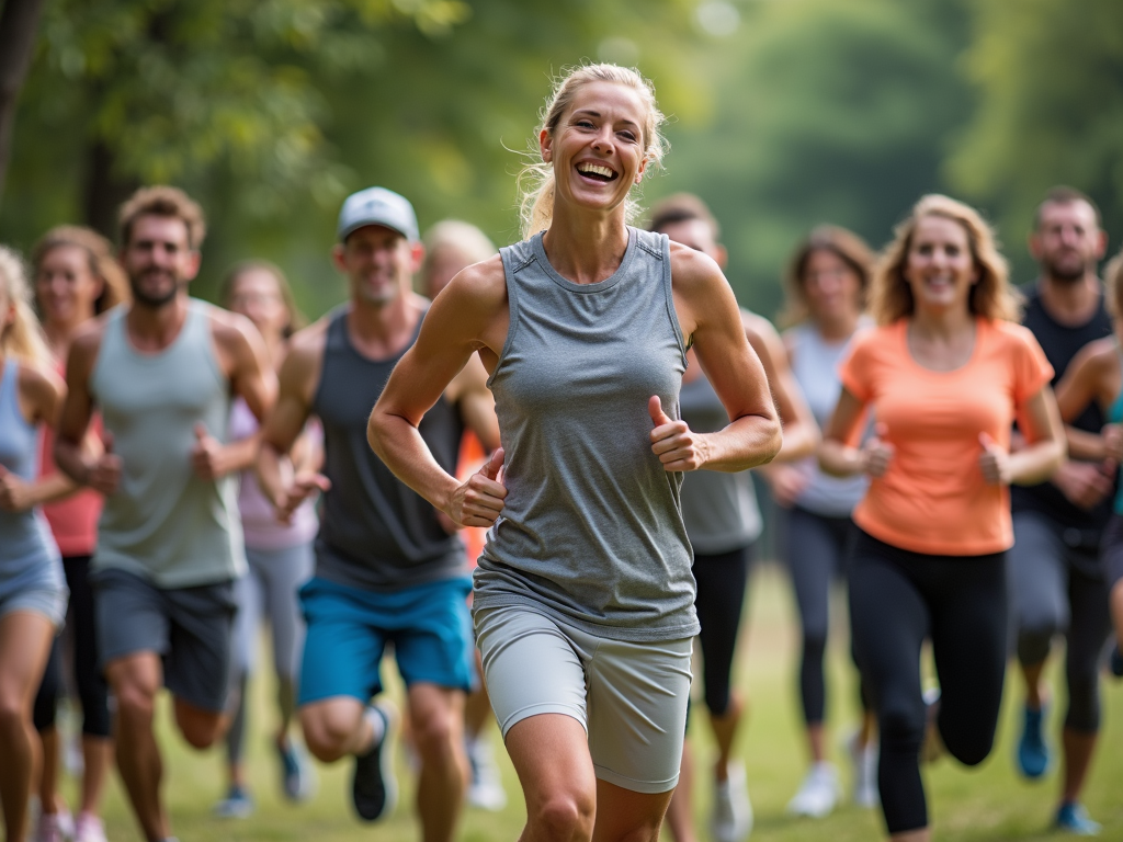 Group of people doing a fitness challenge together