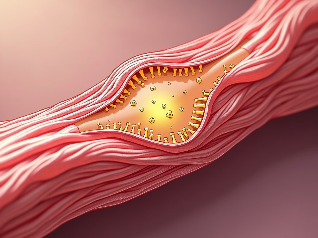 Illustration of muscle fiber repair and growth