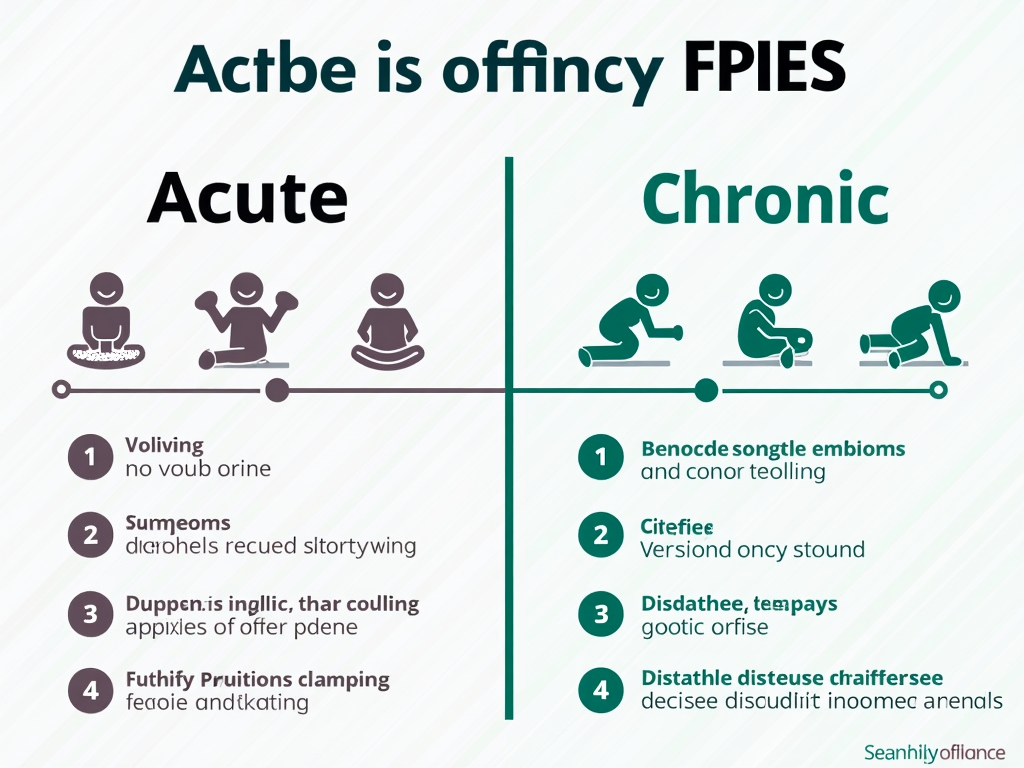 Infographic comparing acute and chronic FPIES symptoms