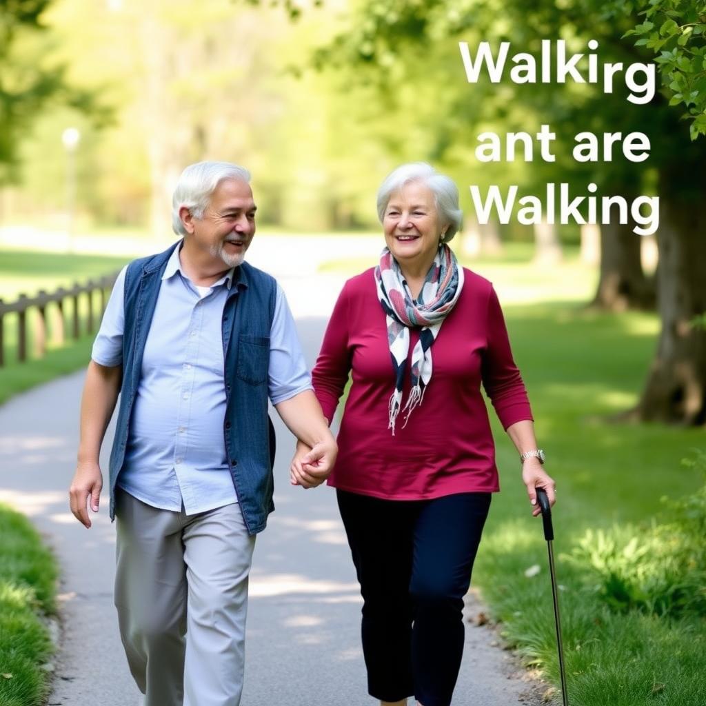 Seniors enjoying a low-impact walking routine in a park.