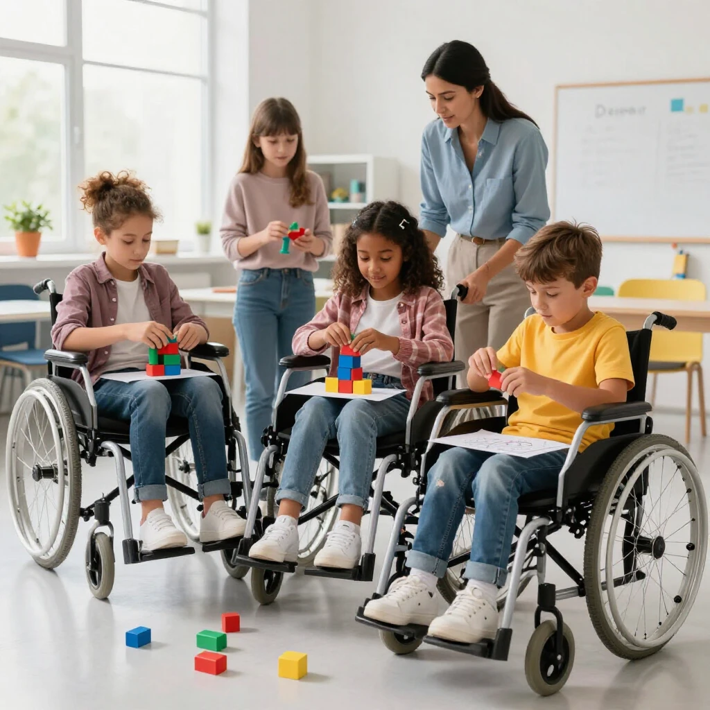 Children with special needs enjoying play therapy in a classroom