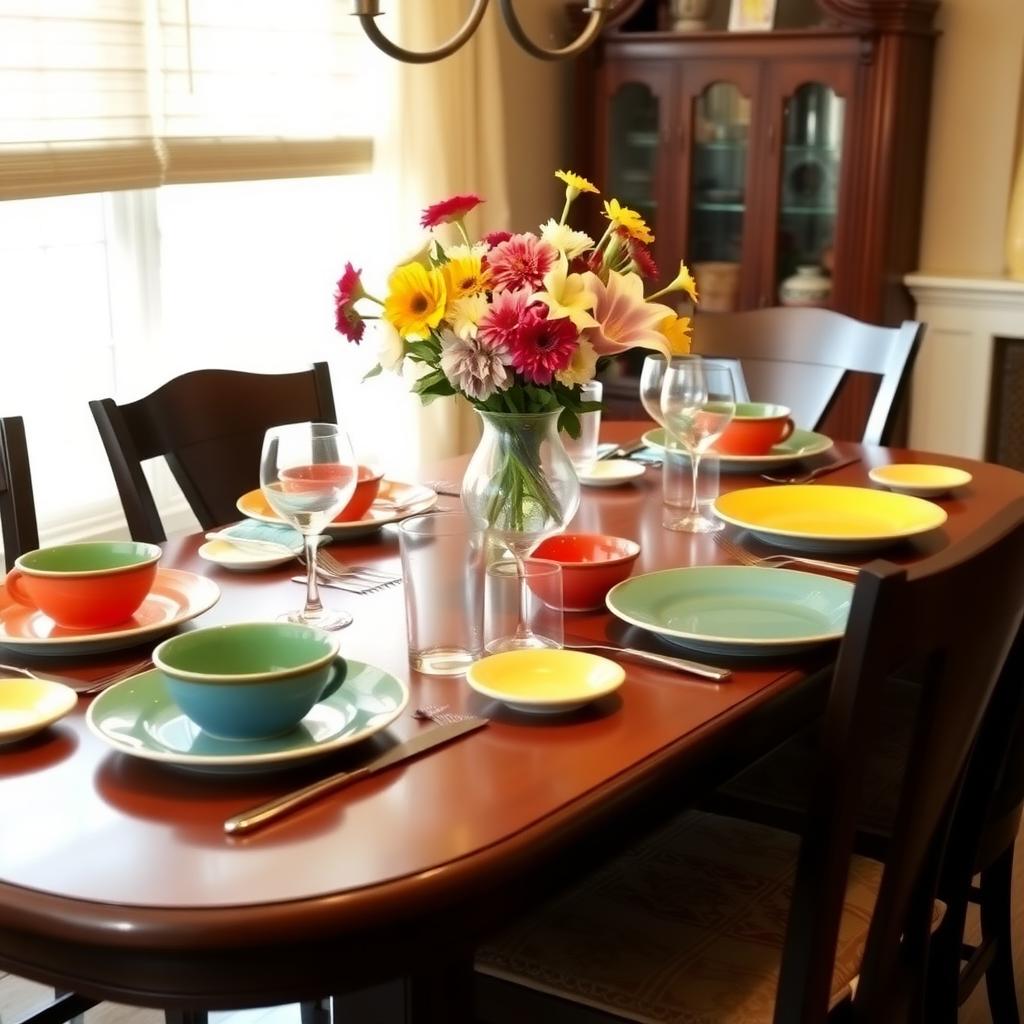 Beautifully set dinner table