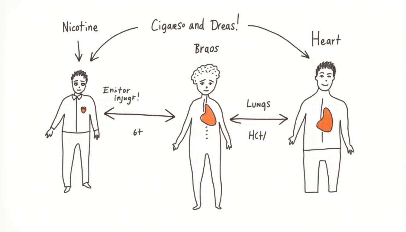 Diagram of nicotine’s effects on the body