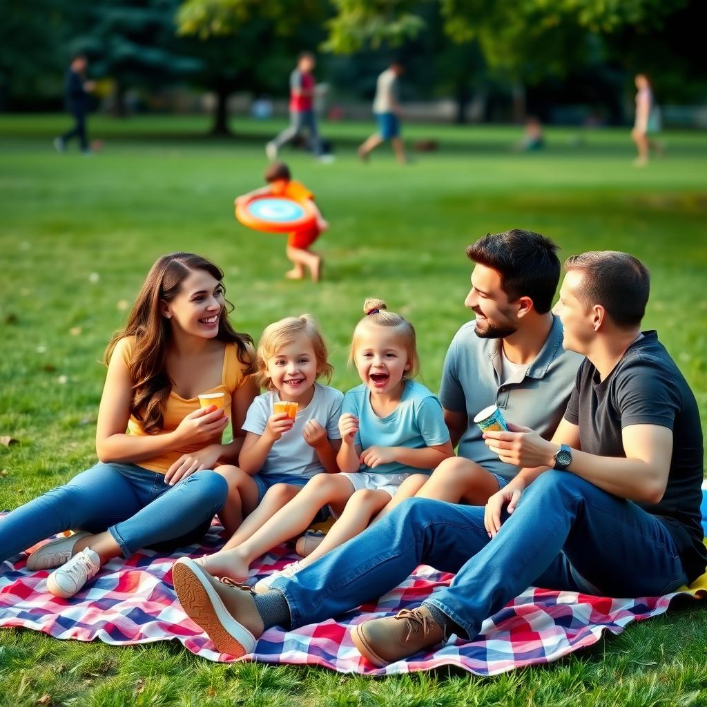 A family enjoying a picnic after a day of outdoor activities, highlighting the joy of togetherness.