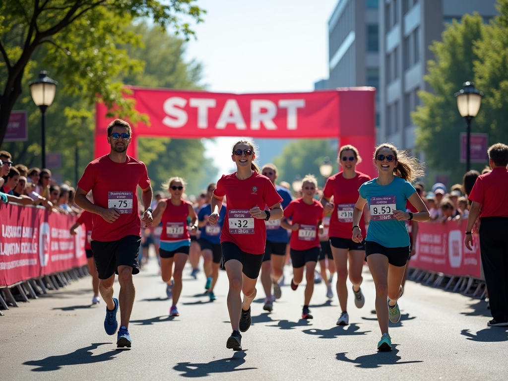 Starting line of a 5K race with families
