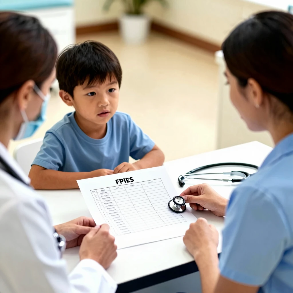 Family consulting a doctor about managing FPIES in children