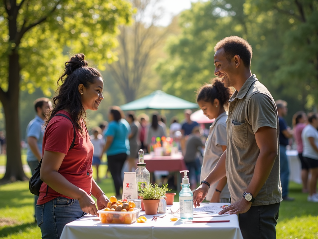 Community health fair offering free checkups in park