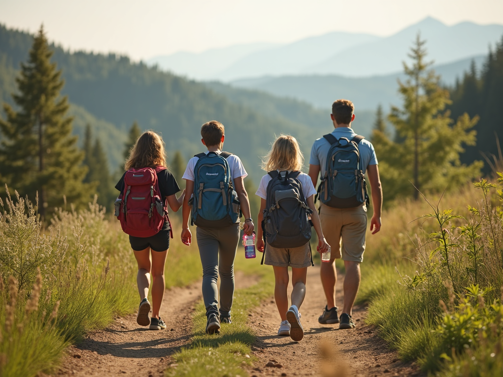 Family hiking together in nature