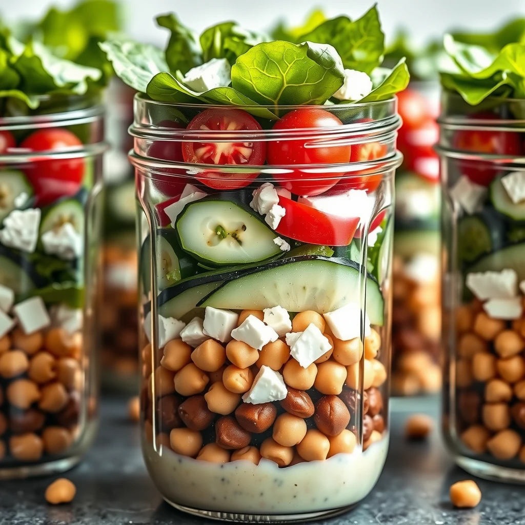 Layered mason jar salads for meal prep