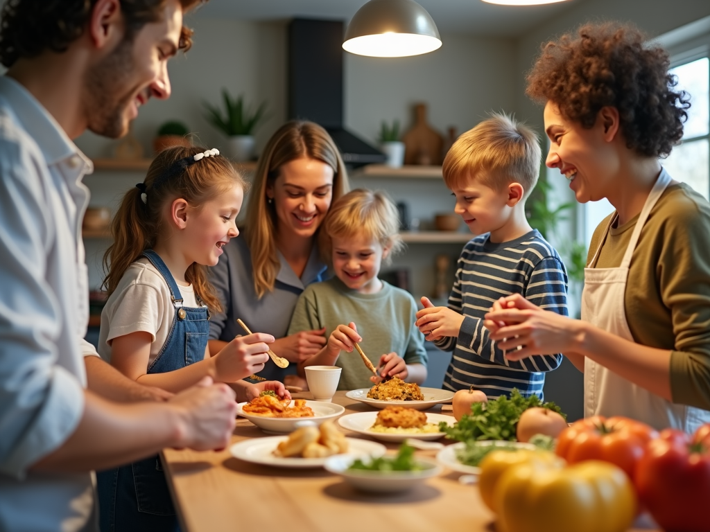 Family managing chronic FPIES through careful meal preparation.
