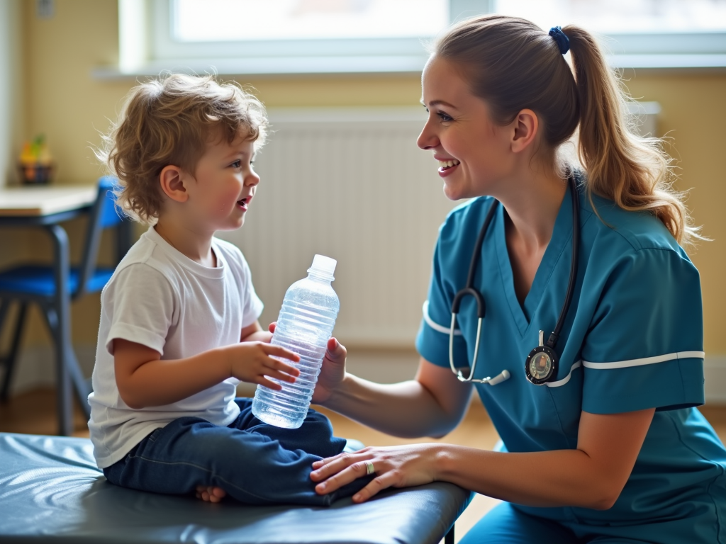 School nurse helping child with FPIES