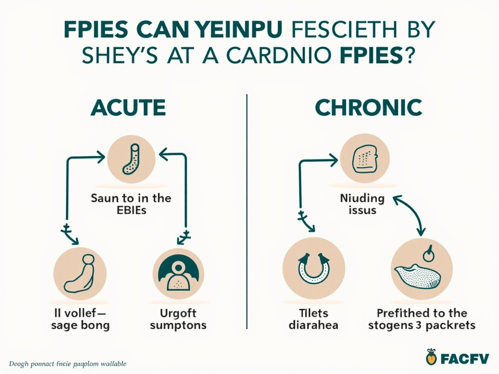 Infographic comparing acute and chronic FPIES symptoms.