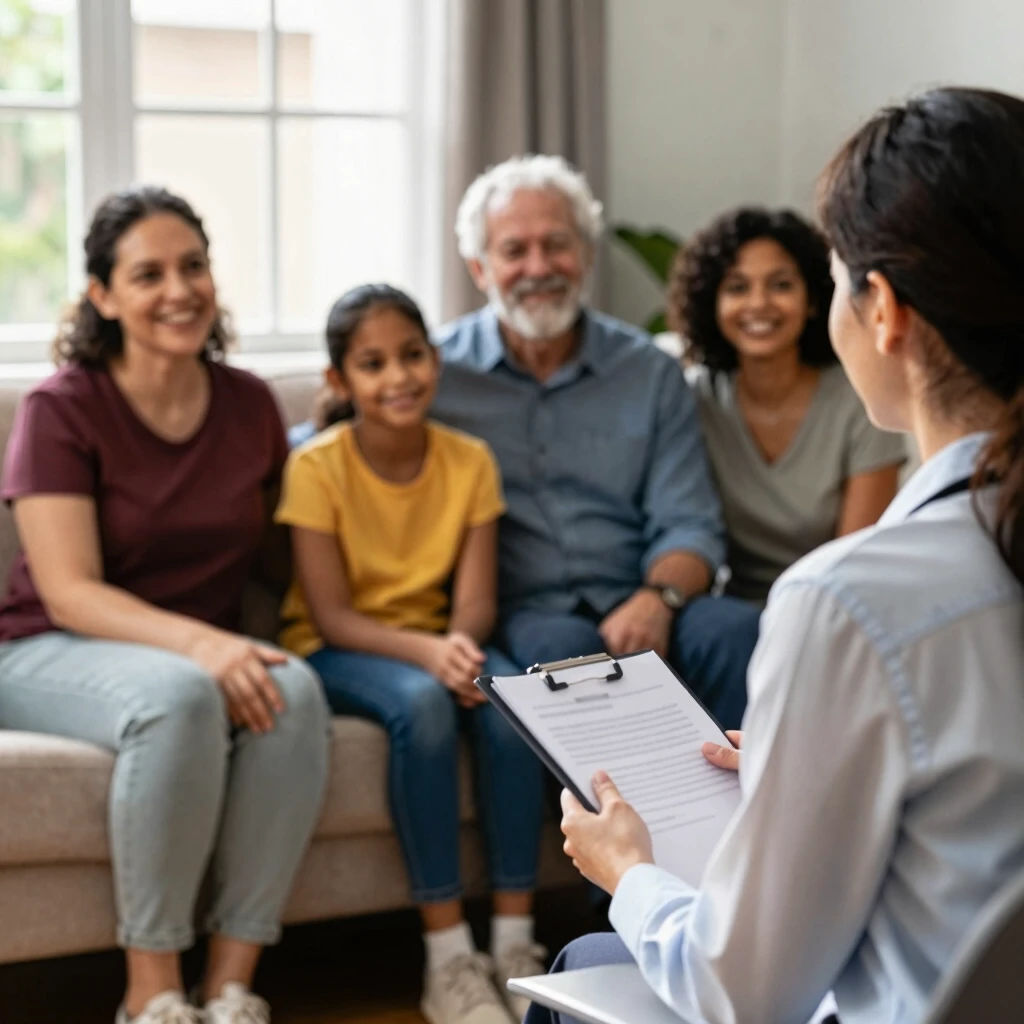 Family participating in a therapy session