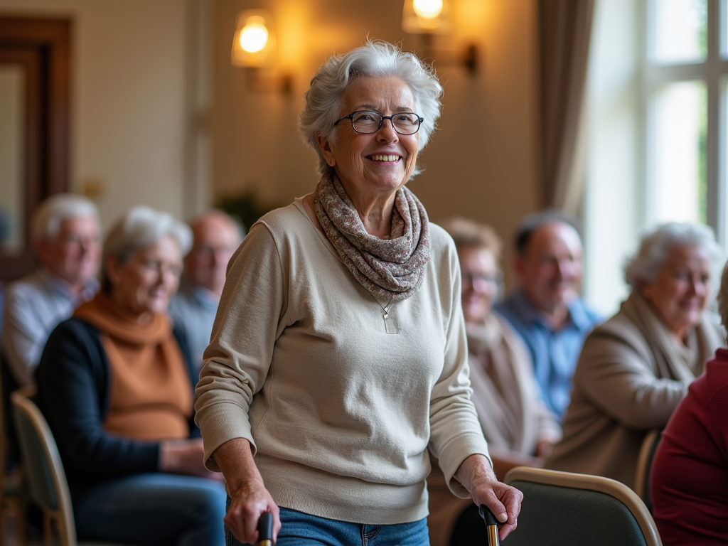 Individual with mobility aids engaging in social activities despite pain