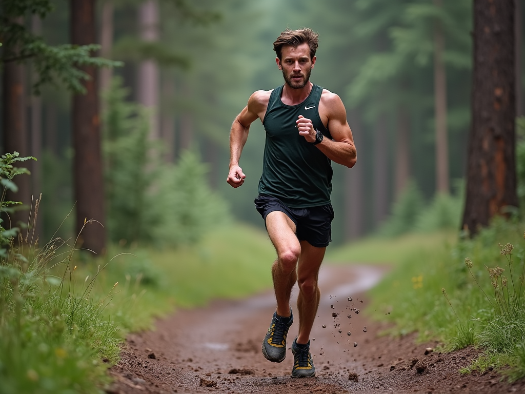 Runner advancing to trail running