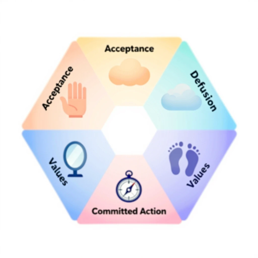 Visual representation of the ACT hexaflex model for therapy guidance