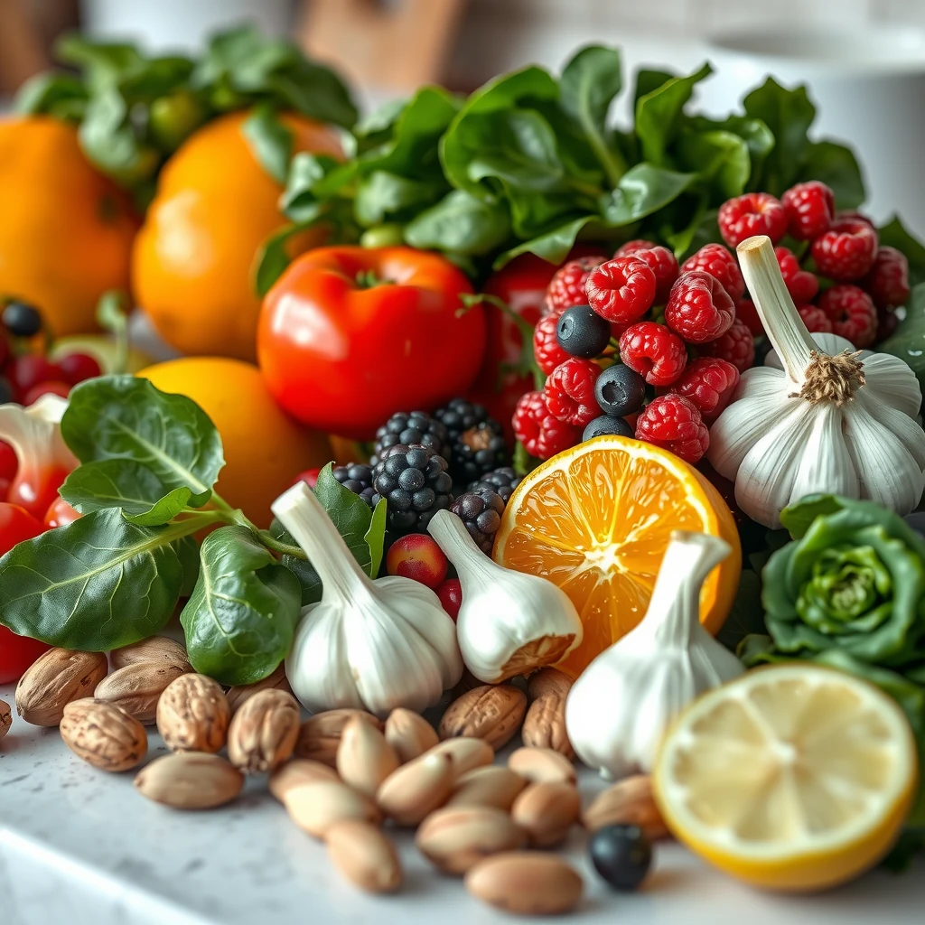 Assortment of foods that support the immune system