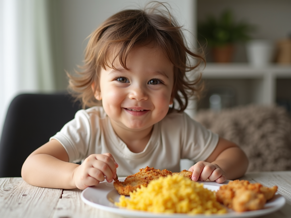 Child enjoying a safe meal