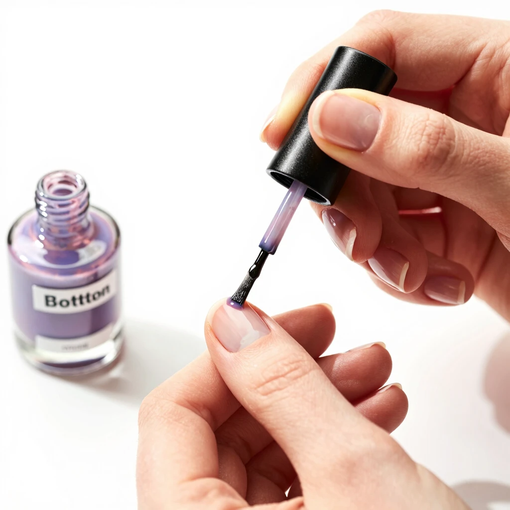 Person applying bitter nail polish to stop nail biting