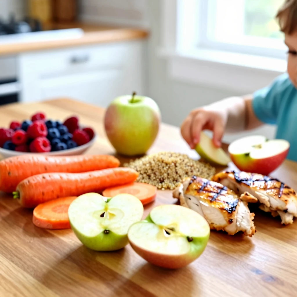 Array of fresh, safe foods for restricted diets