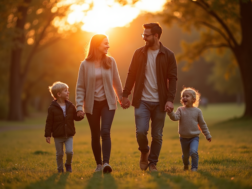 Family walking together in the park