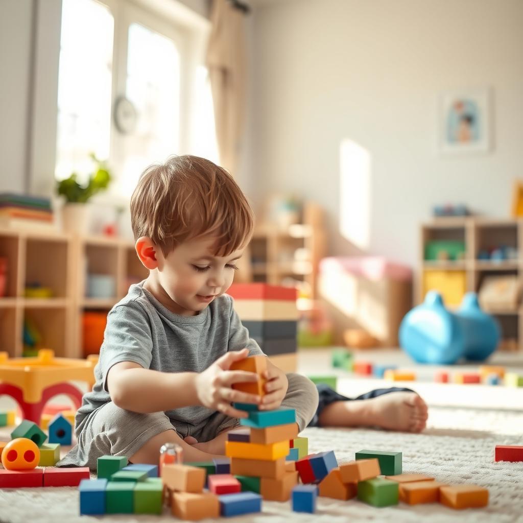 Siblings playing together in a nurturing playroom.
