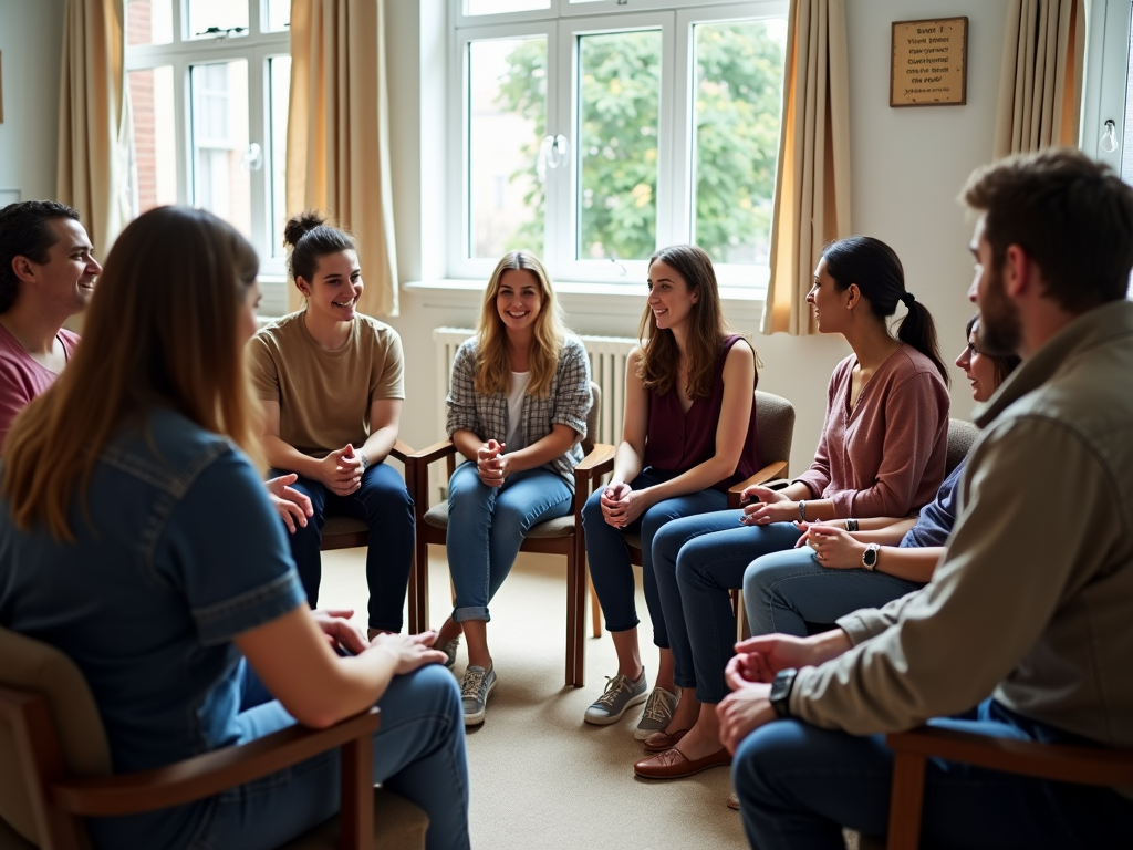 A support group meeting at a community health center.