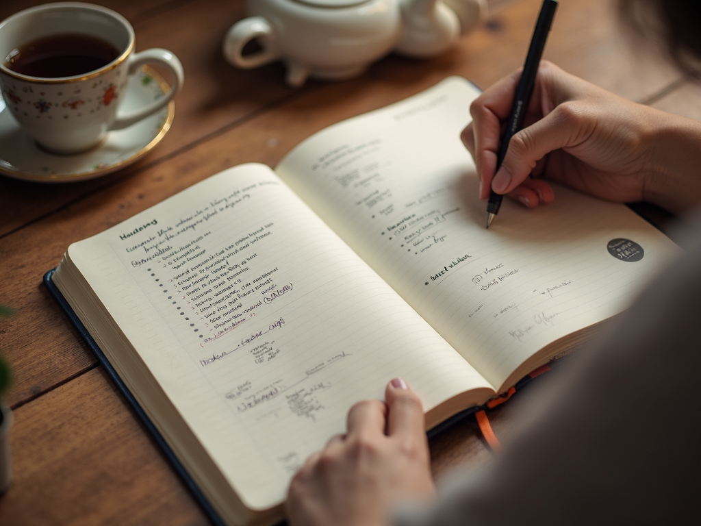 Person journaling about values and goals