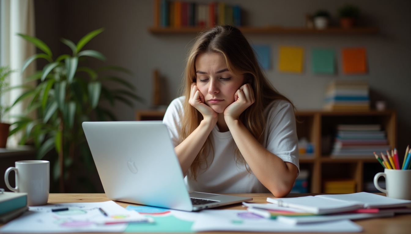 A busy parent working from home, managing family and job demands.