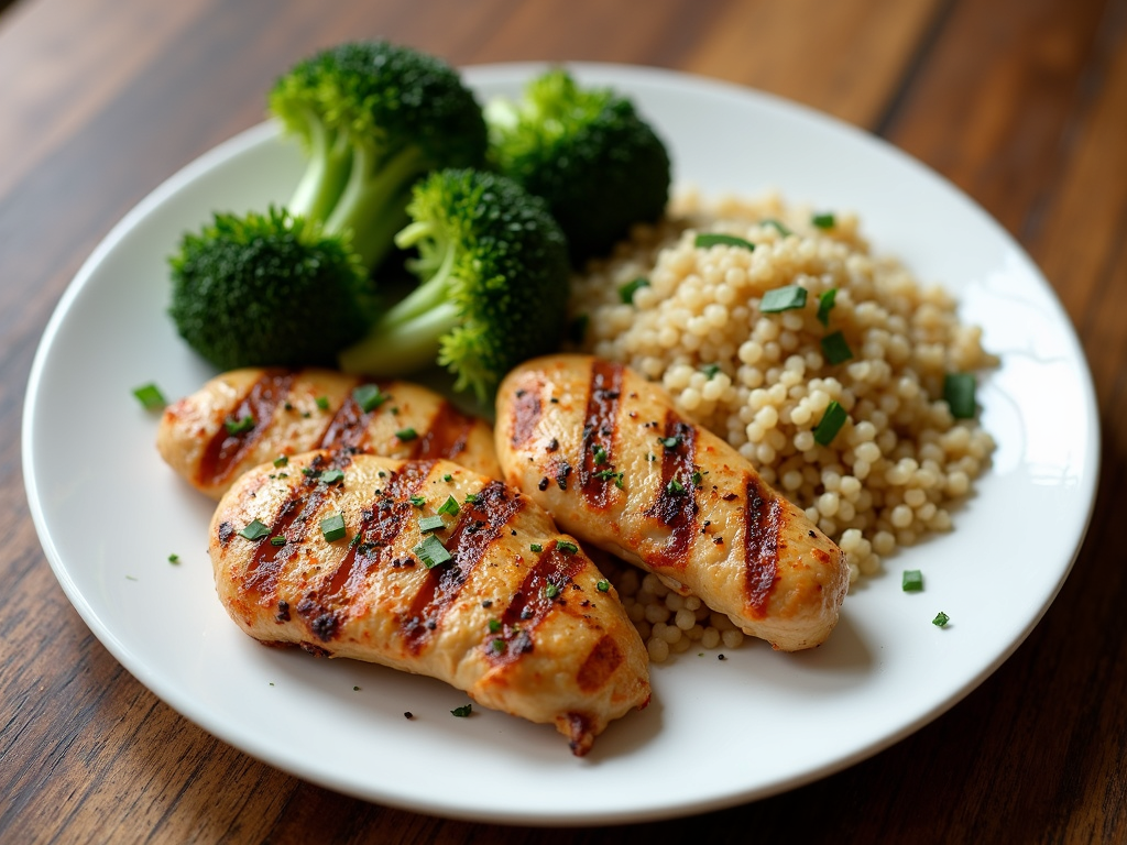 Healthy meal with chicken, broccoli, and quinoa for weight loss.