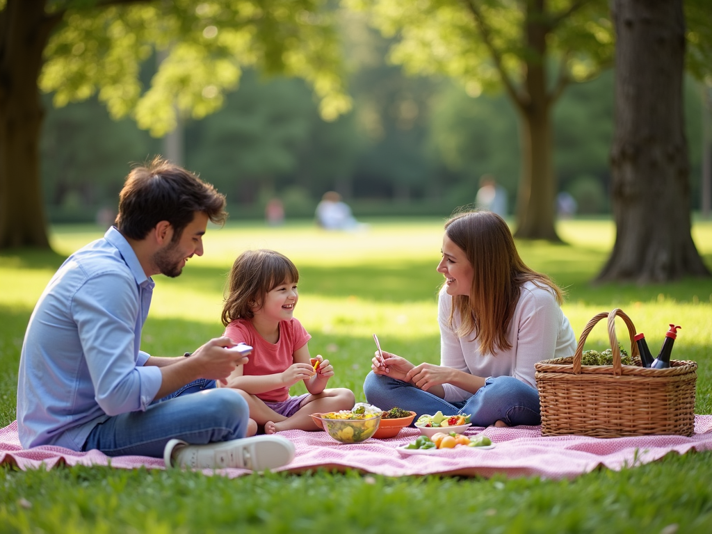 Family enjoying a picnic in the park