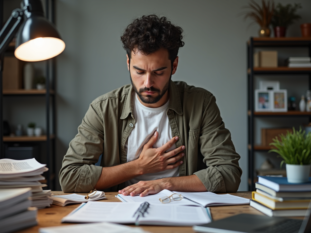 Person feeling stressed and nauseous