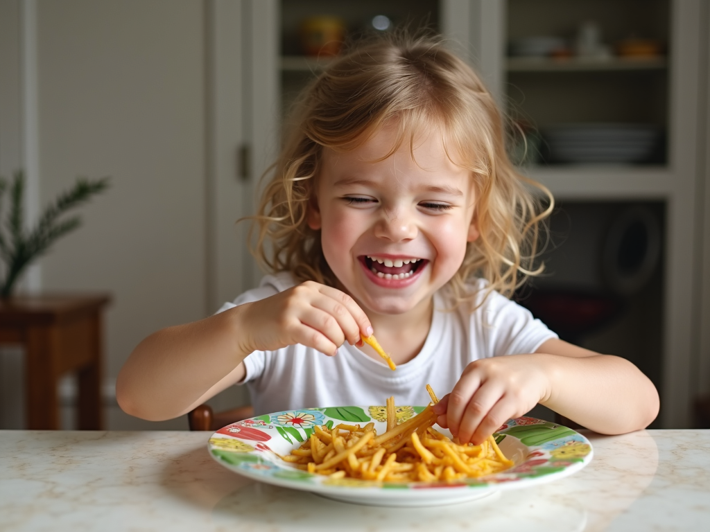 Child with FPIES enjoying a safe meal