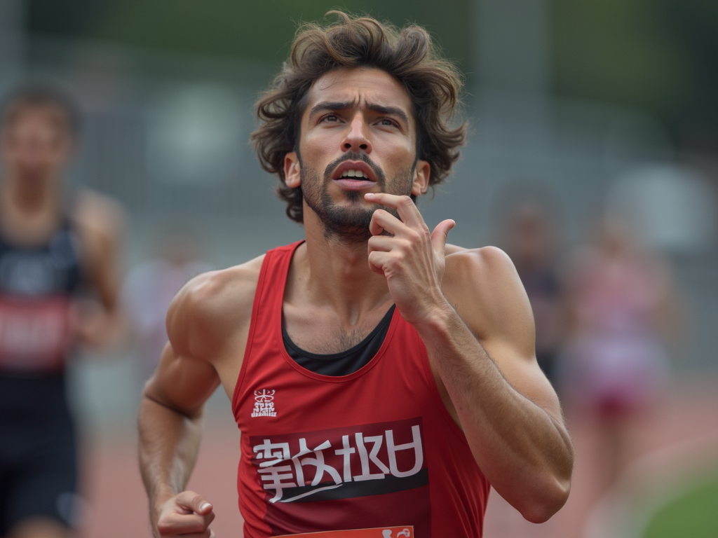 Runner mentally preparing for their race.