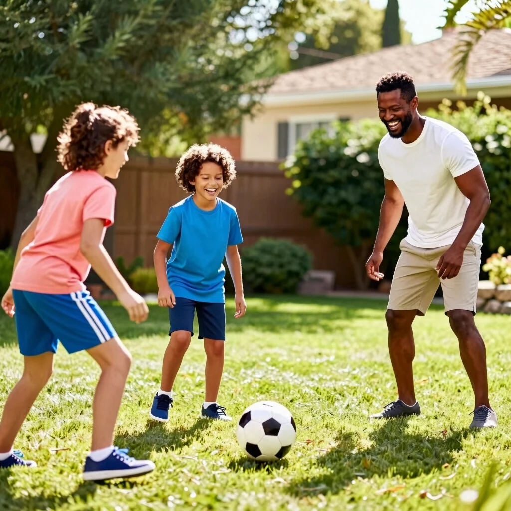 Family enjoying outdoor exercise together