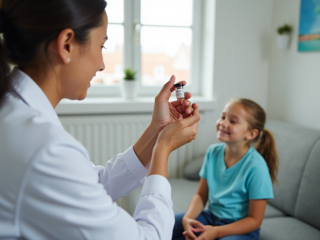 Child learning about immunotherapy from doctor