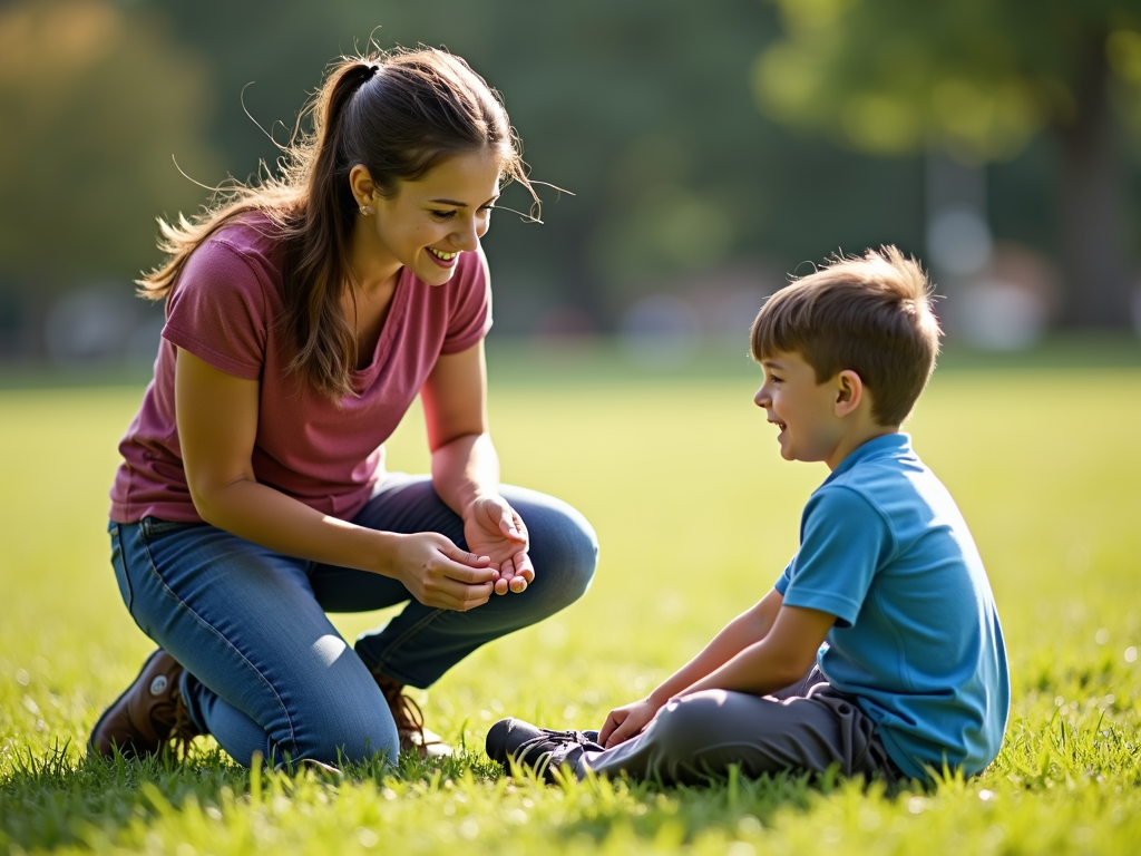 Teacher talking to student about allergies
