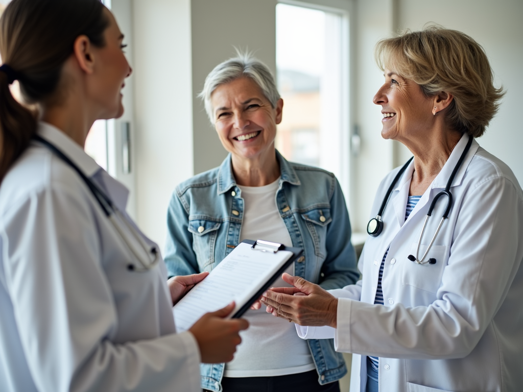 Senior consulting with her doctor before starting a fitness program
