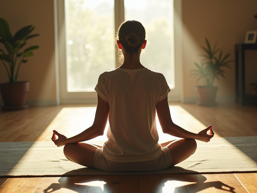 Person meditating for mental wellness.