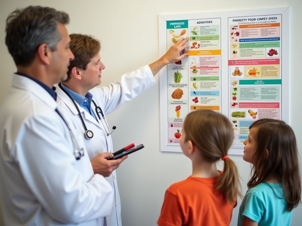 Doctor explaining FPIES food triggers to a family.