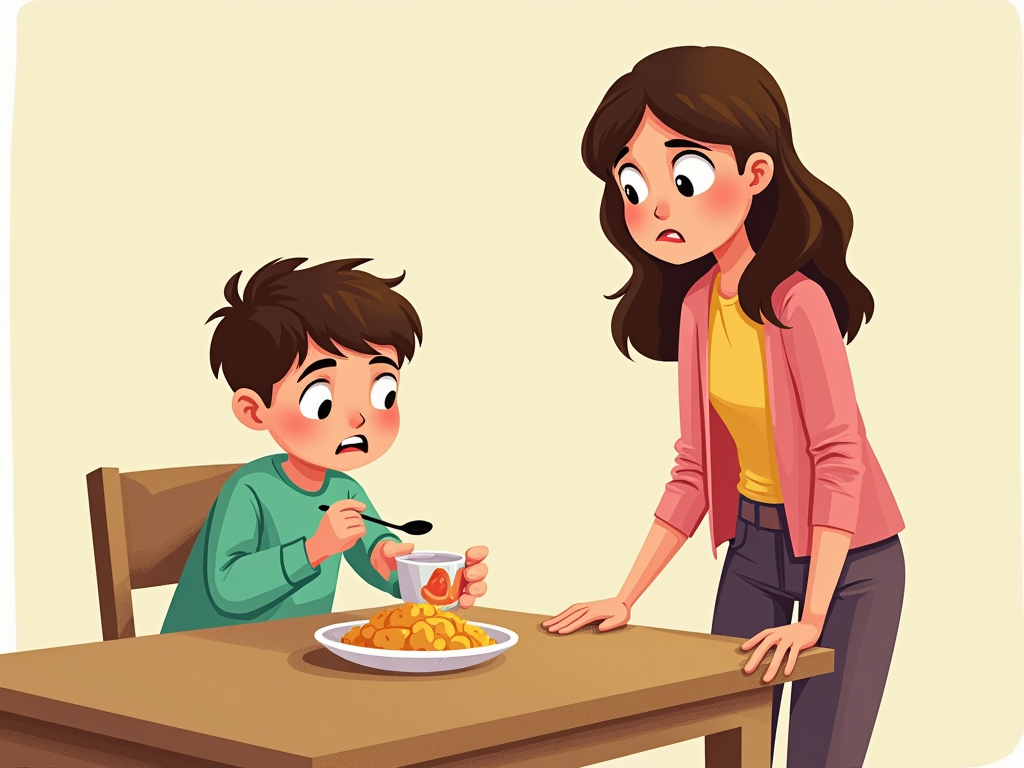 Child with FPIES at school lunch table