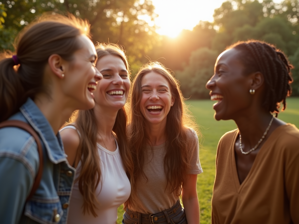Friends enjoying each other's company in a park