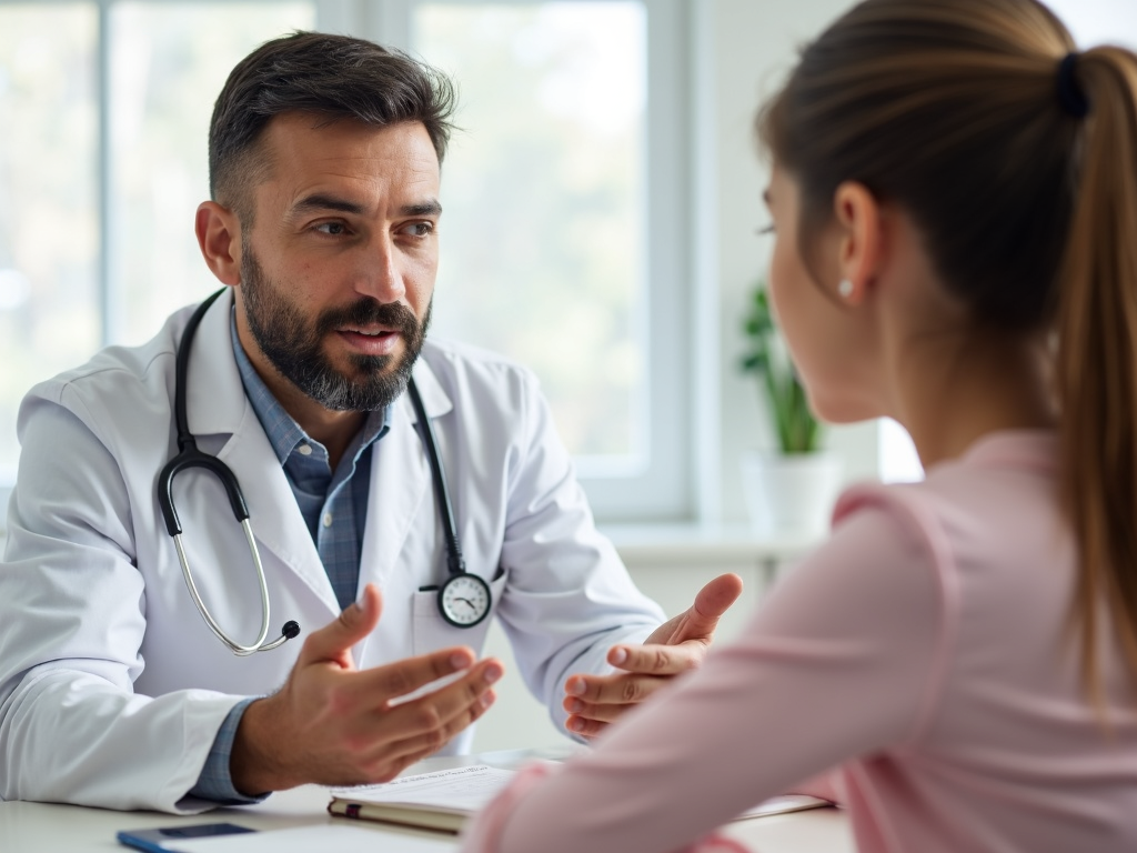 A pediatrician discussing FPIES symptoms and management strategies with a concerned parent.