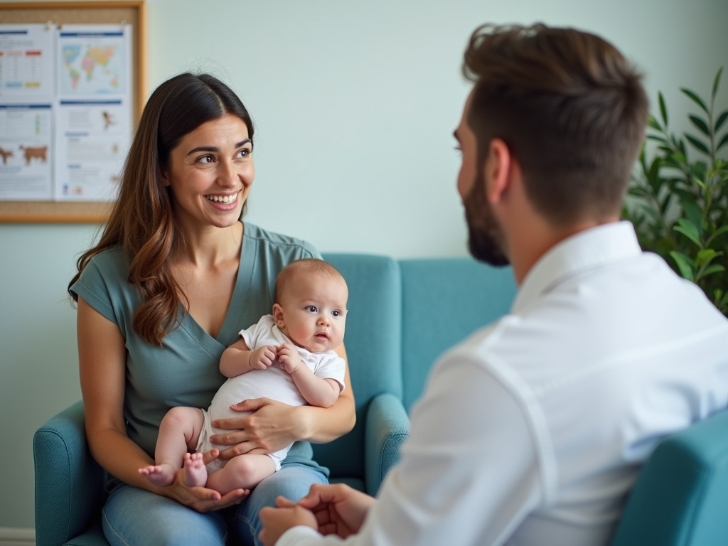 Parent consulting with a pediatrician about chronic FPIES.